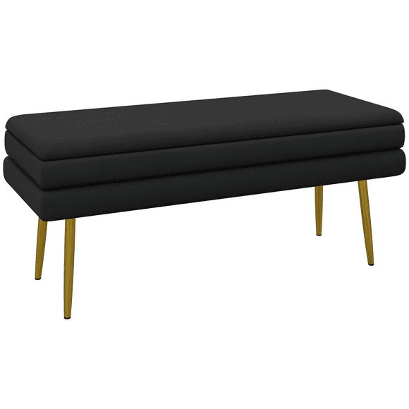 HOMCOM End of Bed Bench, Upholstered Bedroom Bench with Storage Black