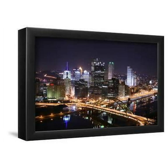 Pittsburghs Skyline from Mount Washington at Night, Framed Art Print Wall Art by Zigi Sold by Art.Com