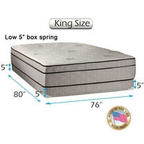 Dream Solutions USA Fifth Ave Extra Soft Foam Eurotop (PillowTop) 76"x80"x13" King Mattress & Low 5" Height Box Spring set - Therapeutic Technology, Orthopedic Support, Quality Sleep System
