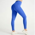 thumbnail image 2 of High Waist Seamless Leggings for Women Stretchy Ribbed Yoga Pants Full Length Athletic Tights for Workout Gym Fitness Blue L, 2 of 3