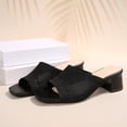 thumbnail image 6 of Eltusu Women Slide Sandals, Open Toe No Slip Casual Block Heel Ladies Shoes Black Size 6, 6 of 9