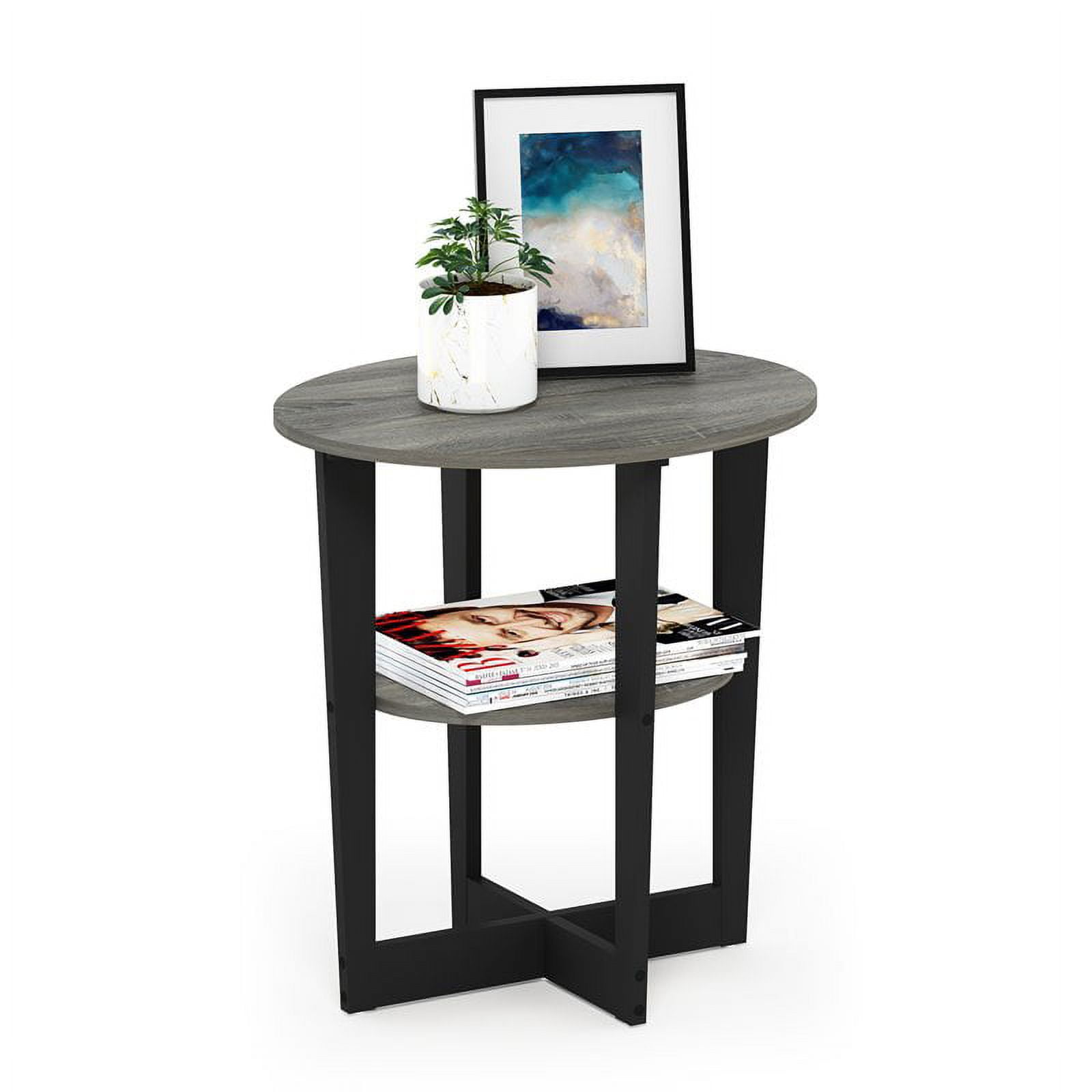 Furinno JAYA Oval End Table, French Oak Grey/Black