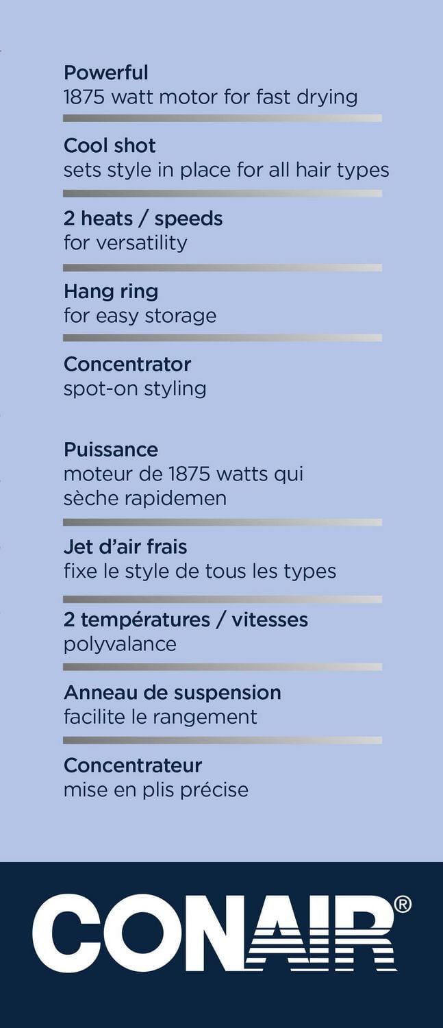 Conair 1875 Watt Full Size White Dryer