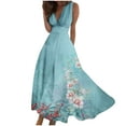 thumbnail image 2 of Fankiway Robe Longue Sans Manches à Col en V Imprimée Mode Printemps/été pour Femmes Robes de Plage Grande Taille pour Femmes, 2 of 5