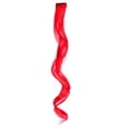 thumbnail image 1 of Zhuge Extensiones de cabello de colores, 6 piezas, 18 pulgadas, clip en un solo color arcoíris, resaltado para fiesta, postizo sintético largo ondulado para mujeres, regalos para fiestas, rojo, 1 of 2