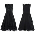 thumbnail image 3 of inlzdz Kids Girls Sparkly Rhinestone Dress V Neck Sleeveless Wedding Birthday Party Ruffle Dress Black 12, 3 of 4
