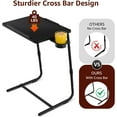 thumbnail image 2 of TV Trays Set of 2 - Folding TV Tray Adjustable Dinner Trays for Eating On Couch Wooden Tables Mate Stand Foldable Black Desk with Cup Holder Portable, 2 of 17