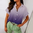 thumbnail image 4 of KJIUQ Short Sleeve Shirts for Women Fashion Casual Loose Fit Button Down Blouse Roll Up Cuffed Lightweight V Neck Collared Tops(Purple,3XL), 4 of 6