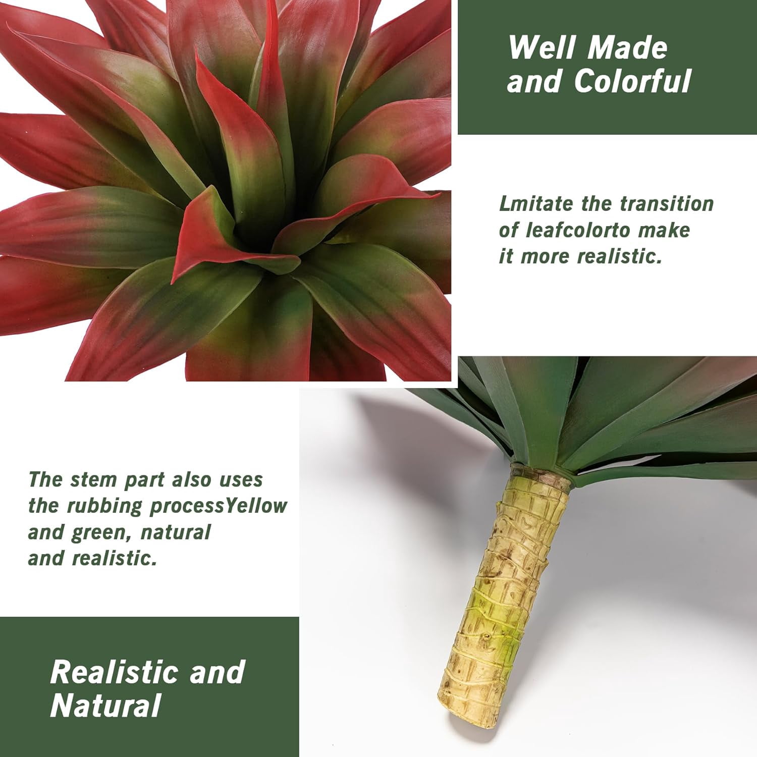 zhengxia 11.8 in Artificial Agave Planter Green Nature & Floral (2 Count)