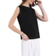 thumbnail image 4 of INSPIRAR CHIC Blusa sin mangas de cuello redondo con hombros fruncidos para mujer XL negra, 4 of 5