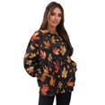 thumbnail image 7 of Xoenoiee Maple Leaves Heart Print Women's Oversized Sweatshirts Y2K Drop Shoulder Long Sleeve Crewneck Pullover Casual Streetwear Top with Pockets, Size S, 7 of 7