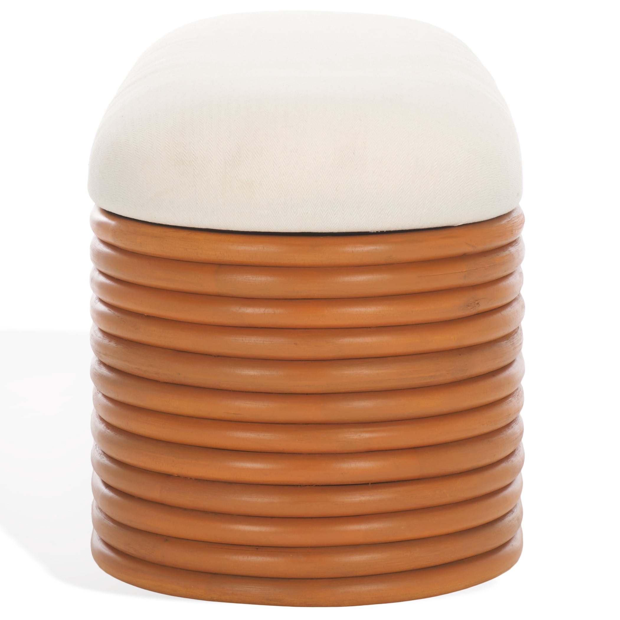 Safavieh Couture Bayard Rattan Storage Upholstered Bench, Natural/White