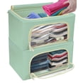 thumbnail image 3 of Sorbus Oxford Fabric Storage Bins: Stackable, Foldable Organizer Bags, with Clear Window (Set of 2), Teal, 3 of 9
