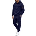 thumbnail image 7 of Men's Quarter Zip Cargo Tracksuit Two Piece Outfit Multi Pockets Hoodie and Jogger Pants Drawstring Casual Athletic Set 2XL, 7 of 7