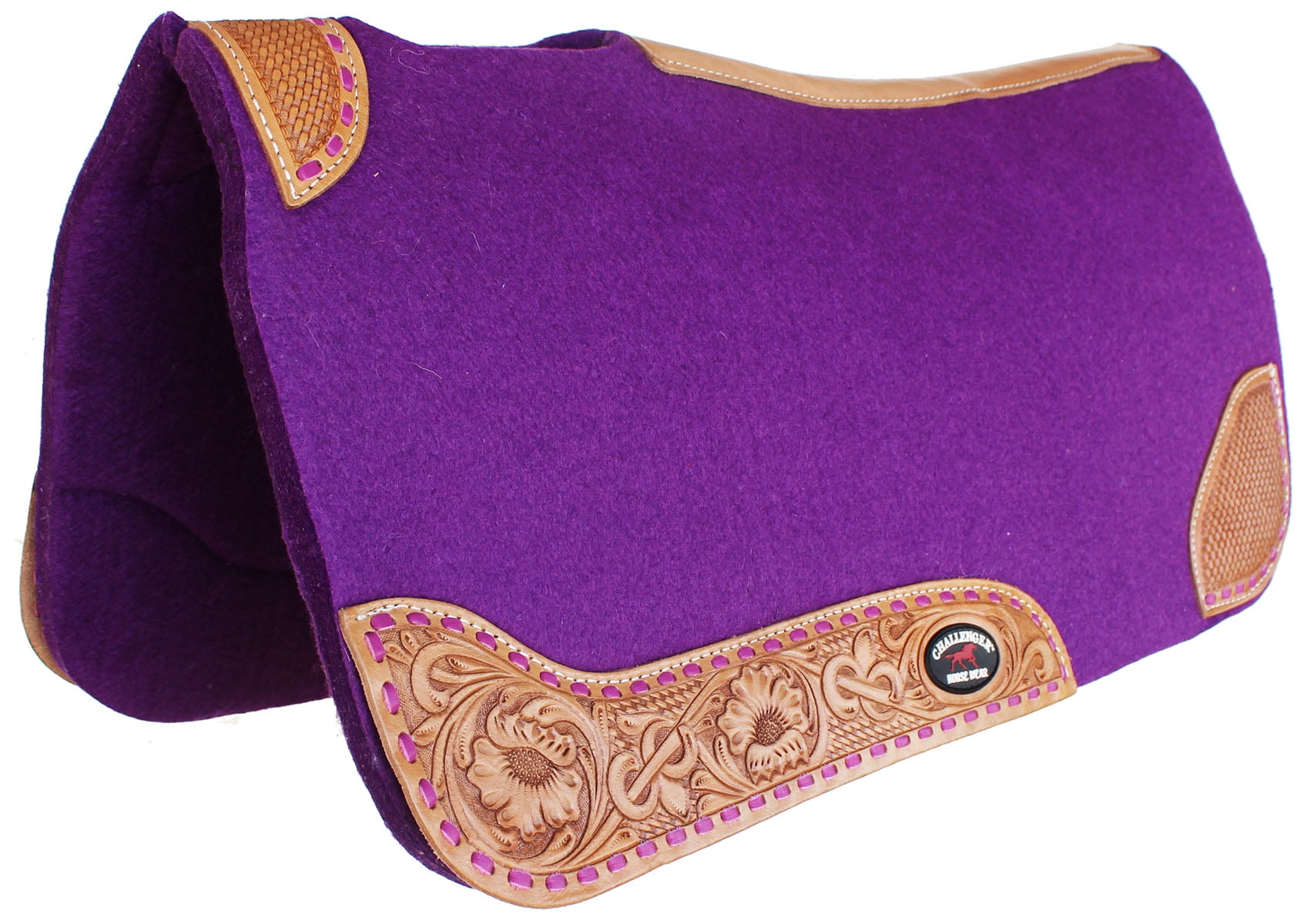 Horse SADDLE PAD Western Contoured Wool Felt Moisture Wicking Purple