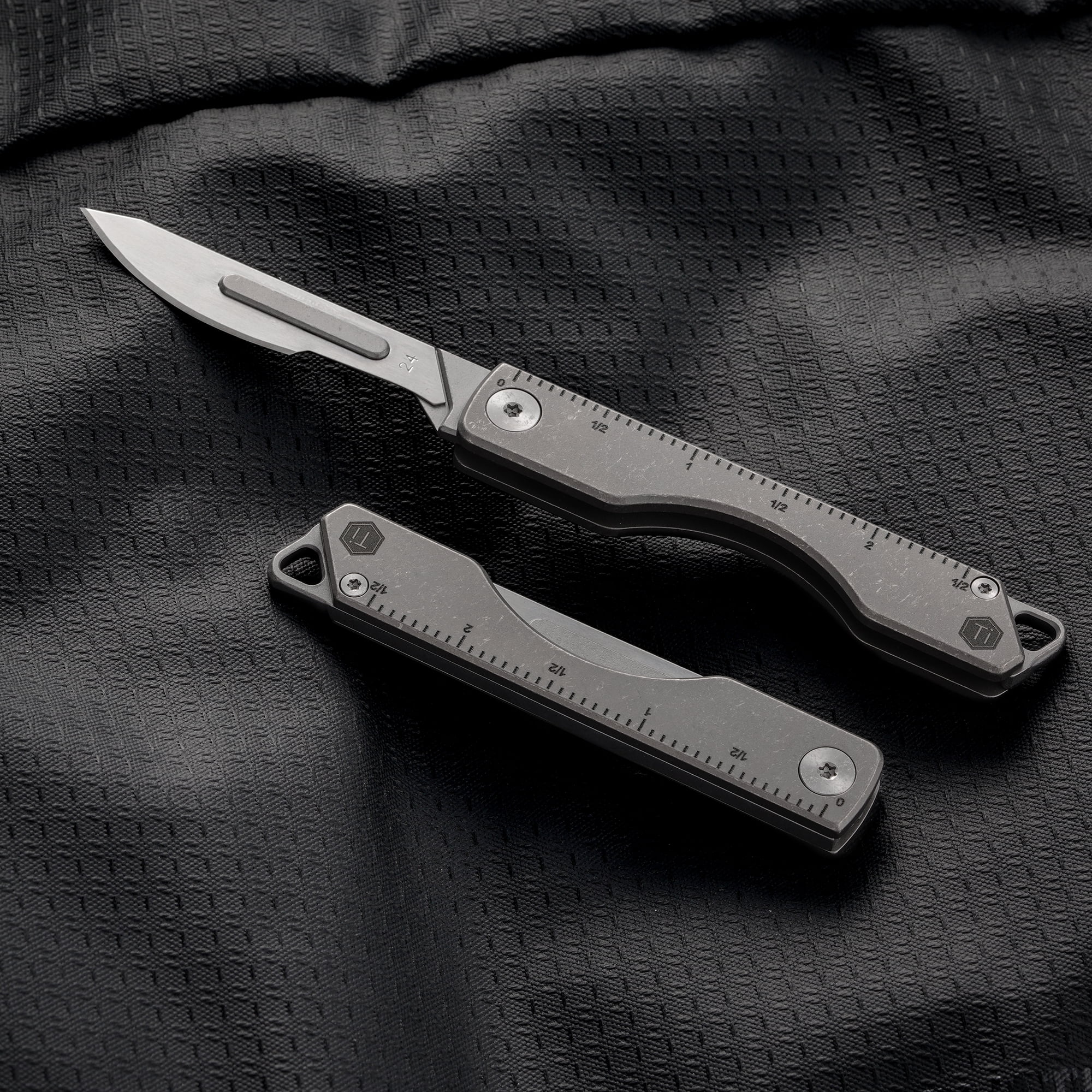 Key Unity KK01 Titanium Folding Knife, Utility EDC Pocket Knife with #24 Replaceable Blade, for Outdoor Hunting, Camping, Fishing, Hiking for Men & Women (Ruler)