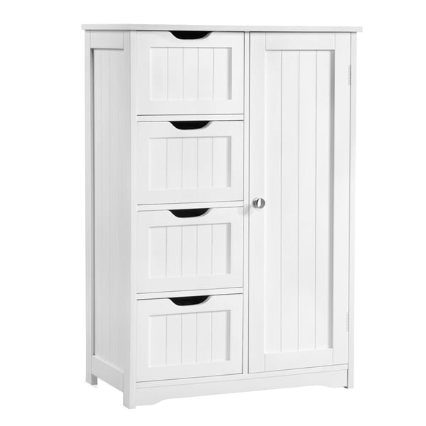 Wooden Bathroom Floor Cabinet, Bathroom Floor Cabinet Storage Organizer With 4 Drawers Free Standing
