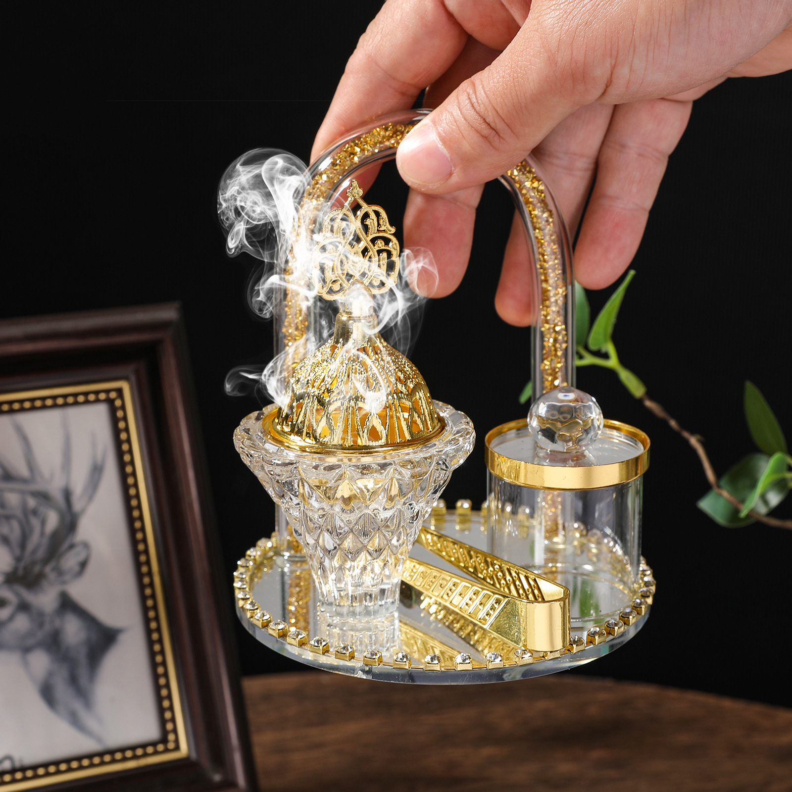 Elegant Decorative Incenses Burners Holder Set With Tray Clip Storage Jar For Holiday Gift Living Room Display