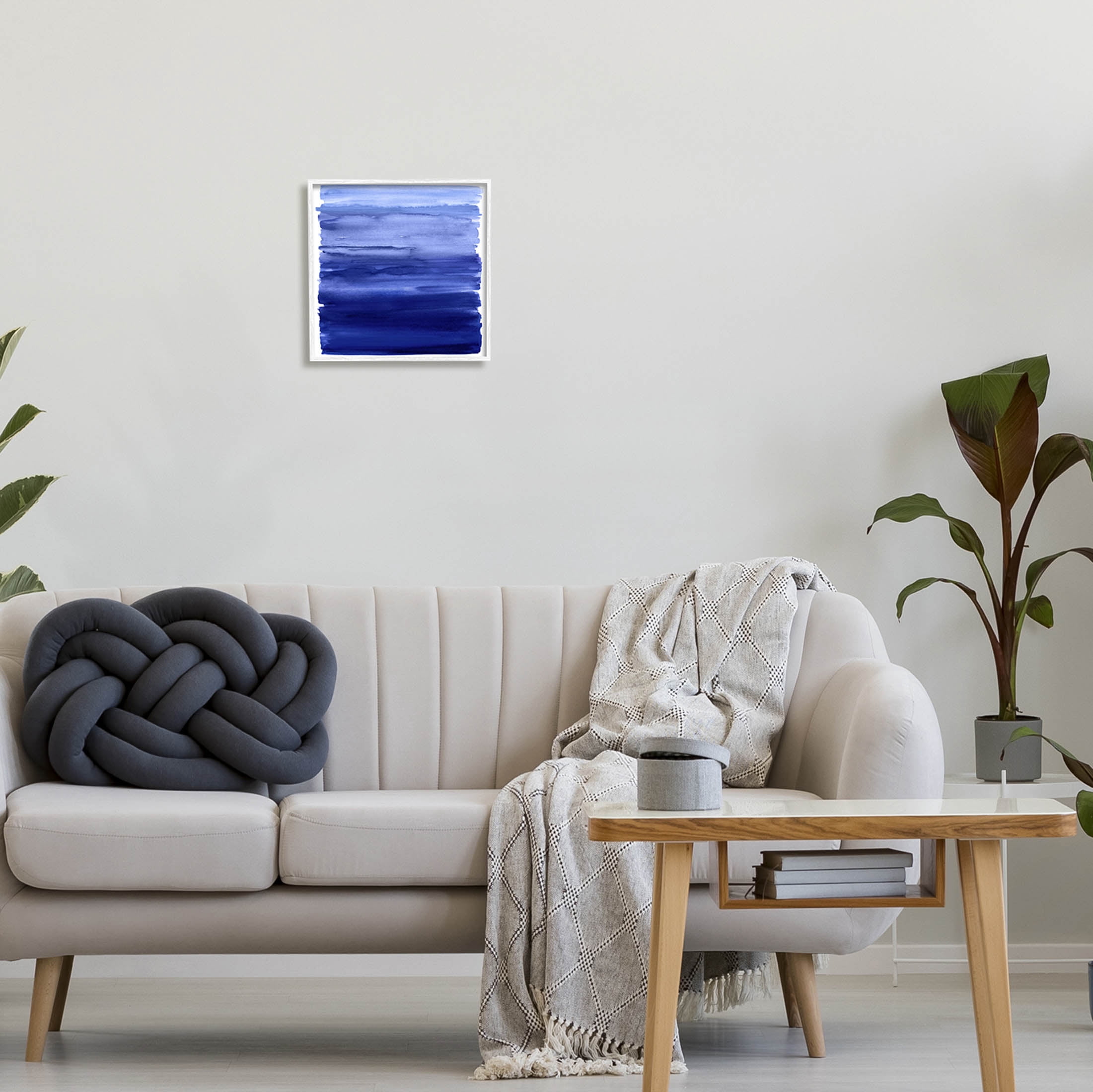 Stupell Industries Blue Gradient Brush Strokes Graphic Art White Framed Art Print Wall Art, Design by Allie Corbin