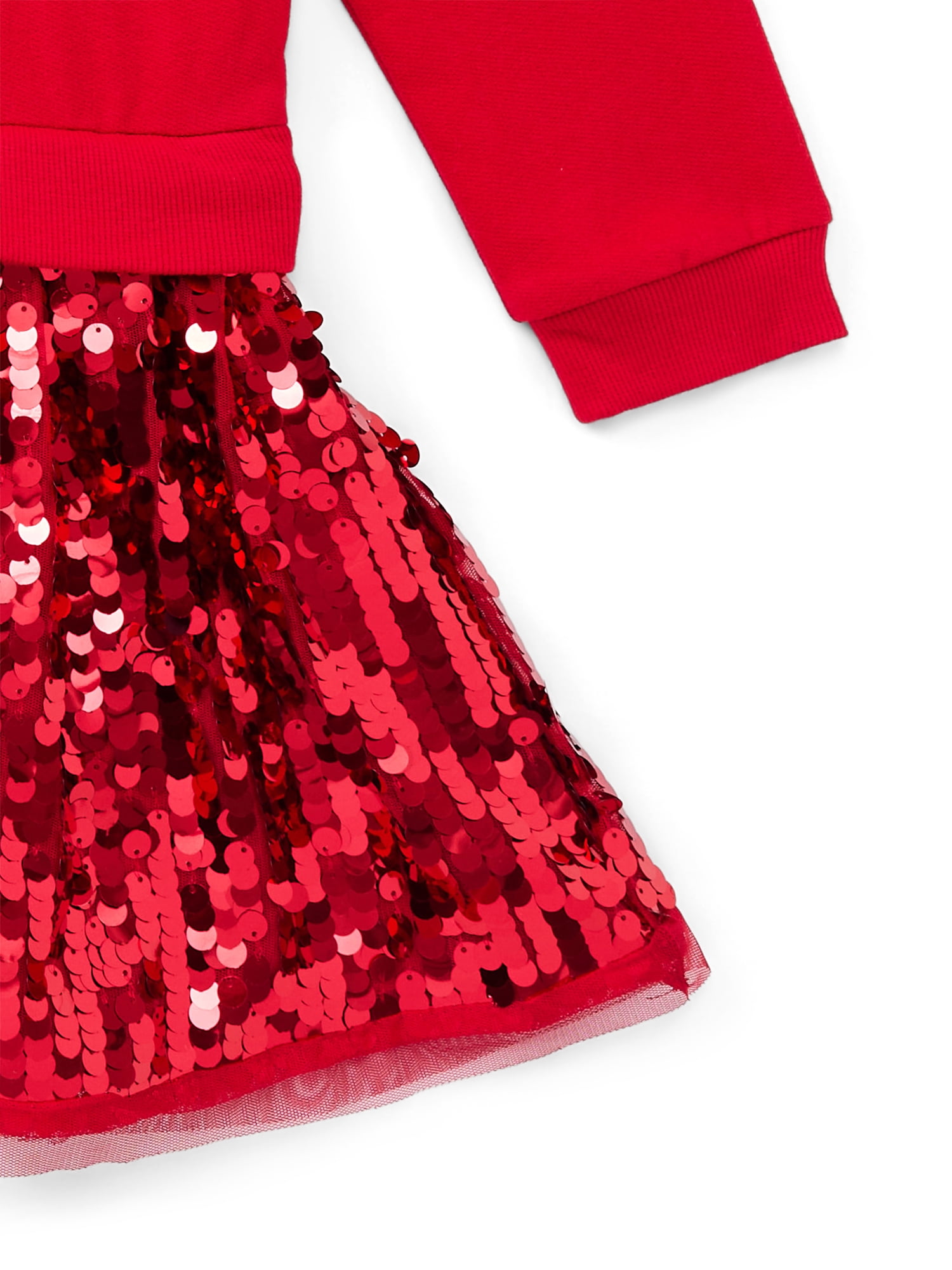 Wonder Nation Girls Sequin Skirt Sweatshirt Dress, Sizes 4-10