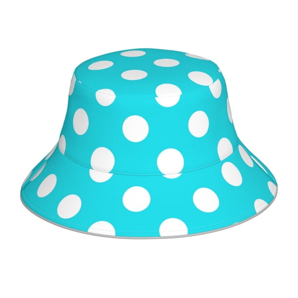 Balery Aqua And White Polka Dot Sombreros para el sol para hombre y mujer, sombrero de pescador con UPF 50+