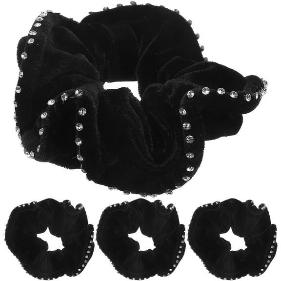 OUNONA 4Pcs Elastic Hair Tie Ponytail Holder Black Simple and Fashion Hair Rope