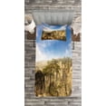 thumbnail image 3 of Ambesonne Nature Quilted Bedspread Set 2 Pcs, Park in Czech Republic, Twin Size, Olive Green Sky Blue, 3 of 3
