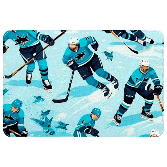 Ice Hockey Office Rug Door Carpet Indoor Rugs Polyester Non-Slip Machine Washable