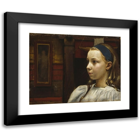Akseli Gallen-Kallela 14x12 Black Modern Framed Museum Art Print Titled - Head of a Girl, Little Anna (1897)