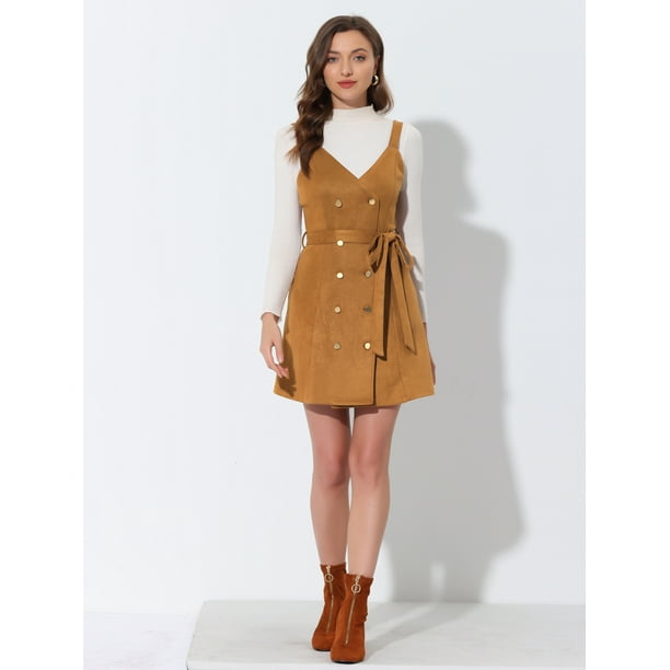 Khaki cord top pinafore dress