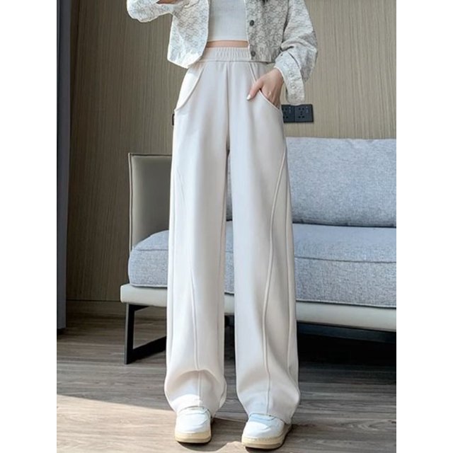Pantalon Femme Loisirs Élégant Classique Polyvalent Style Simple Solide Ample Design Mode Taille Élastique Confortable Dames