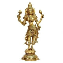 Brass World Brass Maa Laxmi Murti Lakshmi Standing Blessing Idol Statue for Home Office Mandir Décor Puja Vaastu 10 Inch