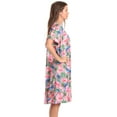thumbnail image 2 of Dreamcrest Women Lounge House Dress  Short Sleeve Nightgown Sleep Dress House Dress w Side Pocket (Pink - Hibiscus Parrot, 3X), 2 of 3