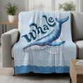thumbnail image 2 of Navy Blue Whale Blanket Soft Cozy Warm Throw Blanket for Couch, Plush Fuzzy Flannel Fleece Blankets for Sofa, Summer Coastal Bubbles Ocean Waves Bed Blankets Lightweight Gifts for Women, 30"x40", 2 of 9