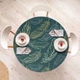 thumbnail image 4 of Ambesonne Feathers Fitted Round Tablecloth, Nature Theme Bohemian Vibe, 40"- 44" Diameter, Dark Teal Mauve and Cream, 4 of 5