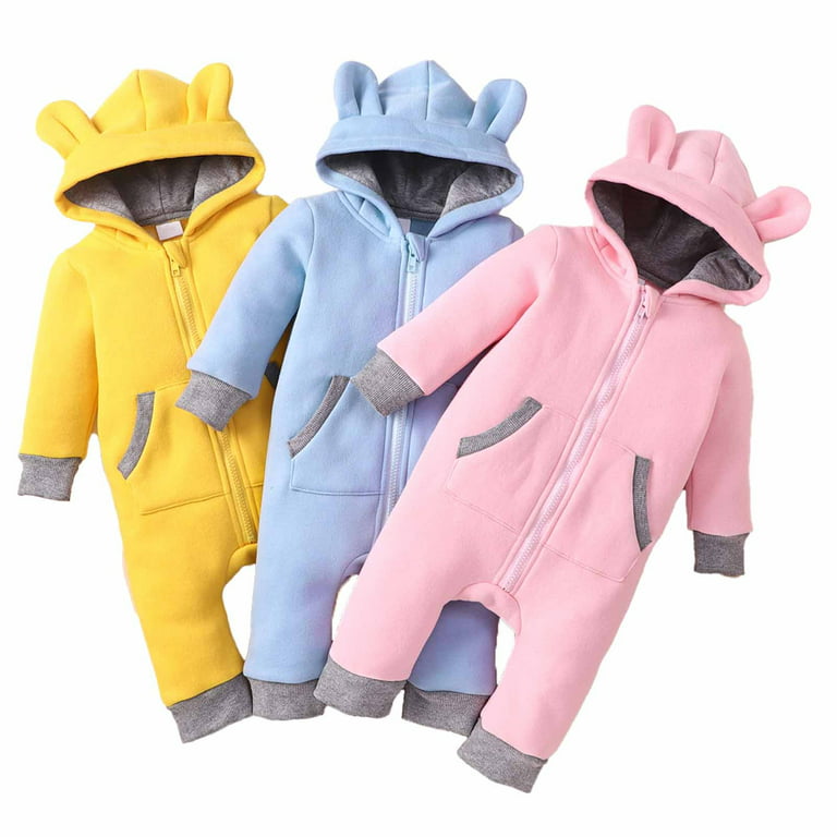 skpabo Jumpsuit Girls Boys Hooded Outfits Romper Thick Coats Warm Baby  Winter Infant Boys Girls Long Sleeve Light Weight Jumpsuit Light Blue 6-9  Months 