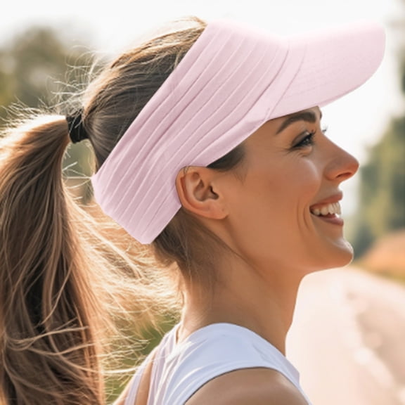 Women's Sports Sun Visor Hat, Lightweight Running Visor with UPF 50+, Stretchy Packable Tennis Hat for Outdoor Activities, Workouts, and Summer Pink