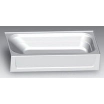 Mustee T6030L Fiberglass Rectangular Alcove Bathtub with Left-Hand Drain, White