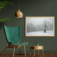 thumbnail image 2 of Tree Wall Art with Frame, Winter Landscape Picture with a Tree in Snowy Field and Foggy Forest at the Back, Printed Fabric Poster for Bathroom Living Room, 35" x 23", White Black, by Ambesonne, 2 of 2