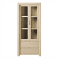 thumbnail image 4 of Walker Edison Modern Wood Open Bookshelf with Glass Doors and Drawer Storage, Light Ash, 4 of 12