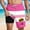 Hot Pink(New), variant on PNTUTB Summer Fashion Men's Striped Coconut Tree Print Elastic Drawstring Casual Lined Shorts with Pockets