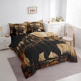 thumbnail image 3 of Feelyou Brown Bear Animal Twin Bedding Sets 7-Piece for Boy, Vintage Western Cabin Bedding Comforter Set, Rustic Wooden Plank Reversible Sheet Sets, Lightweight Room Decor, 3 of 8