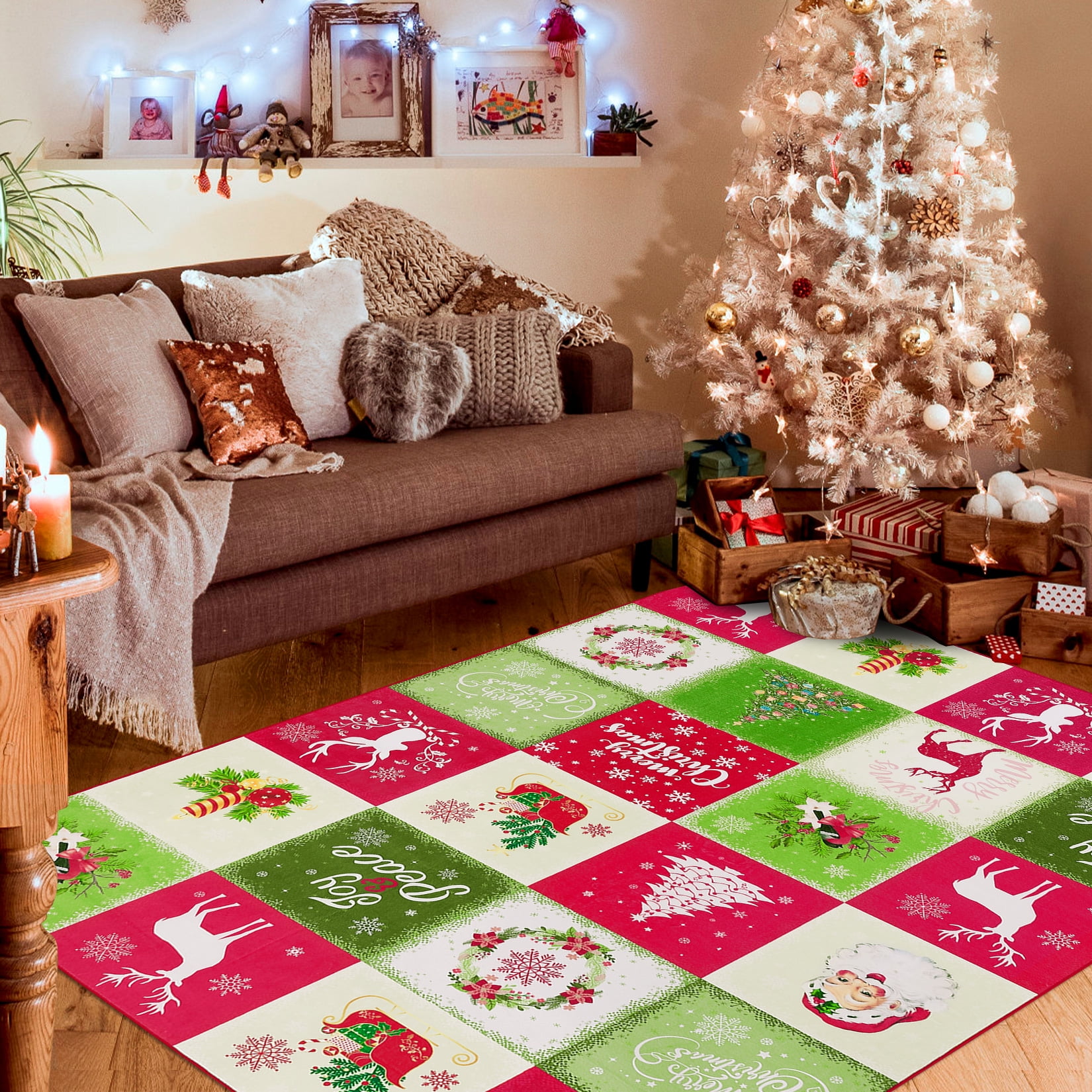 Christmas Rugs 3x4 Rug Tiger Entryway Area Rug, Xmas Door Mat Washable  Non-Slip Soft Low Pile Small Carpet, Holiday Decor Rug for Bedroom Living  Room