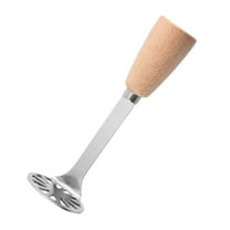 4 Counts Mini Potato Masher, Stainless Steel Masher with Wood Non Slip Handle, Avocado Bean Vegetable Masher for Kitchen