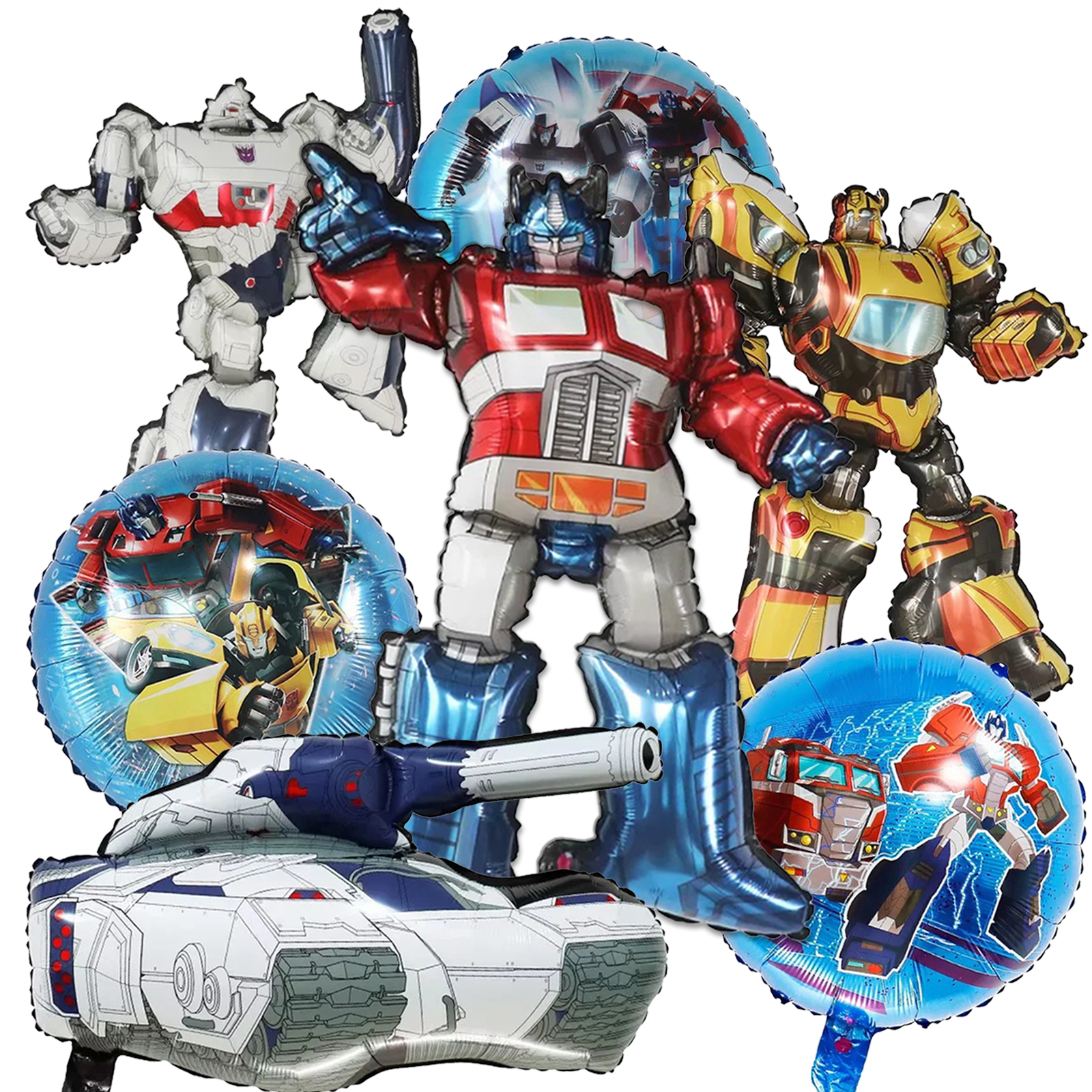 Boys Cartoon Figure Foil Balloon for Party Decorations, 7-Pack Warrior Character Birthday Party Balloon Set