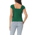 thumbnail image 3 of INSPIRE CHIC Women's Summer Square Neck Ribbed Knit Tops Buttons Decor Sleeveless Casual Pullover Tops S Dark Green, 3 of 6