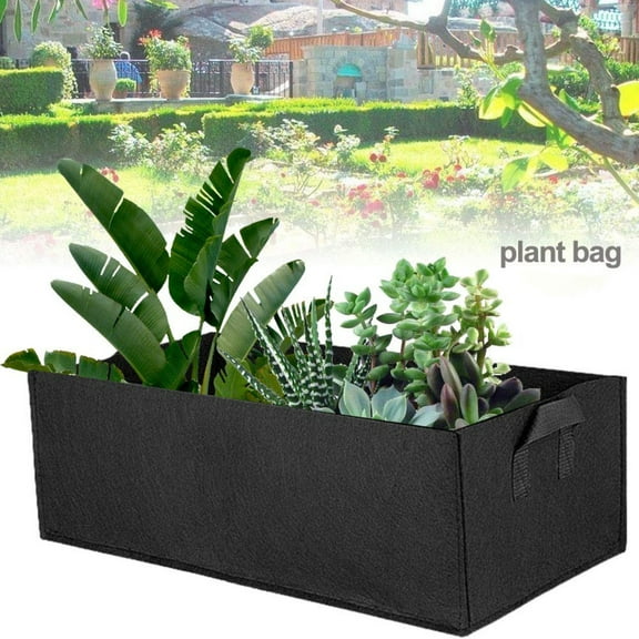 1-Pack Grow Bags, 10 Gallon Heavy Duty 300G Thickened Nonwoven Fabric Raised Garden Bed Square Flower Planter Containers for Carrot Onion,Flowers,Fruit/Growing Pots with Handles, 23.6x11.8x7.9in