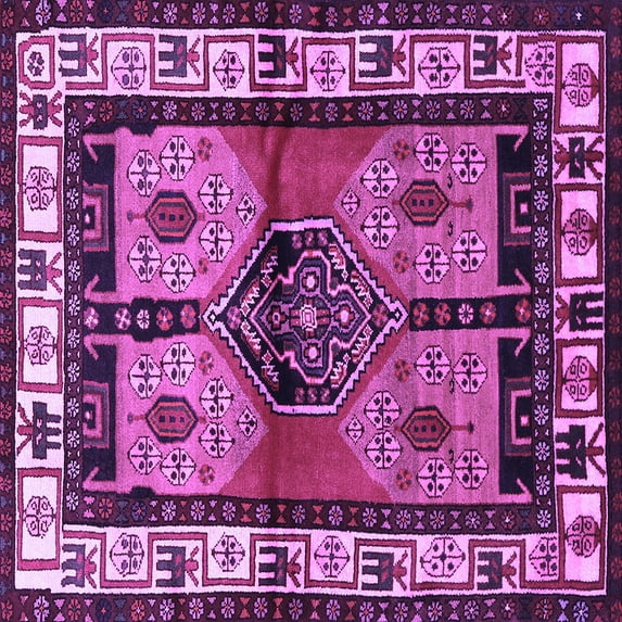 Ahgly Company Indoor Square Persian Purple Traditional Area Rugs, 5' Square