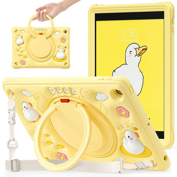 Case For iPad 7/8/9 Generation 10.2" (2019/2020/2021) Multi-Protective Cute Soft Bubbles Cover With 360 Degree Rotating Stand and Shoulder Strap