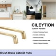 thumbnail image 3 of CILEYTION 10 Pack Brushed Brass Cabinet Pulls, 3-3/4 Inch Hole Centers Gold Dresser Handles, Solid Gold Handles for Cabinets, Brass Drawer Pulls and Gold Dresser Handles, 3 of 9